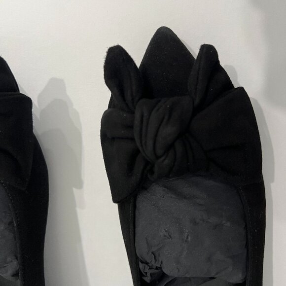 NWOT M.Gemi Pointed Toe Flats with Bow - Black Suede - Size 39 - Picture 6 of 11